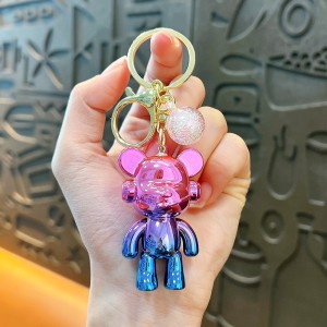 Acrylic gradient music bear keychain pendant men and women car keychain cute internet celebrity couple bag pendant