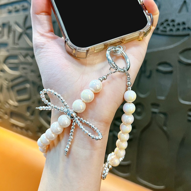 Fashion Bow beaded mobile phone chain keychain