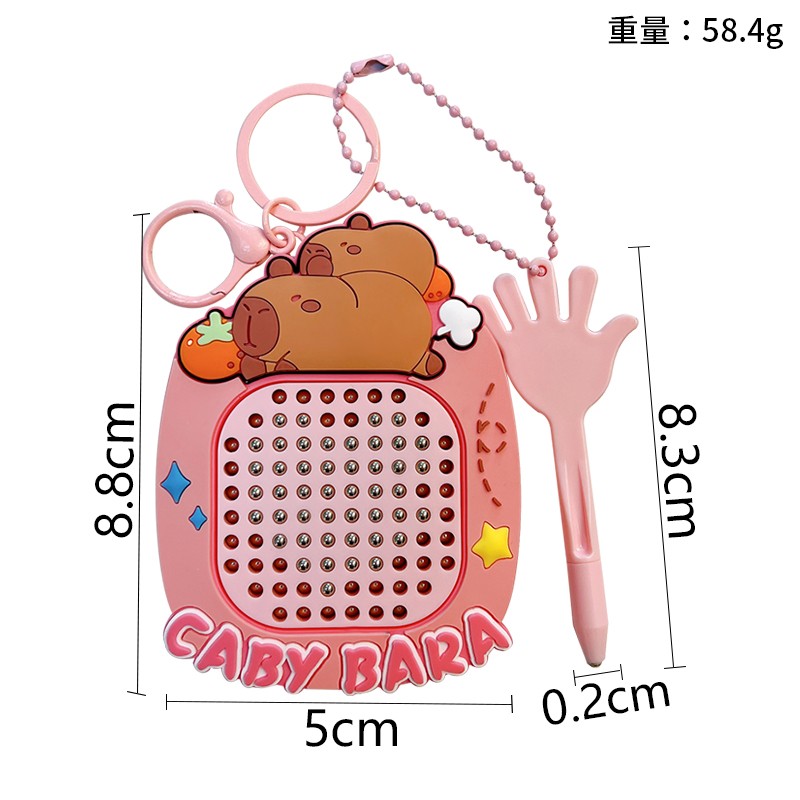 Creative Capybara decompression magnetic steel ball drawing board keychain cute school bag pendant car key chain gift wholesale