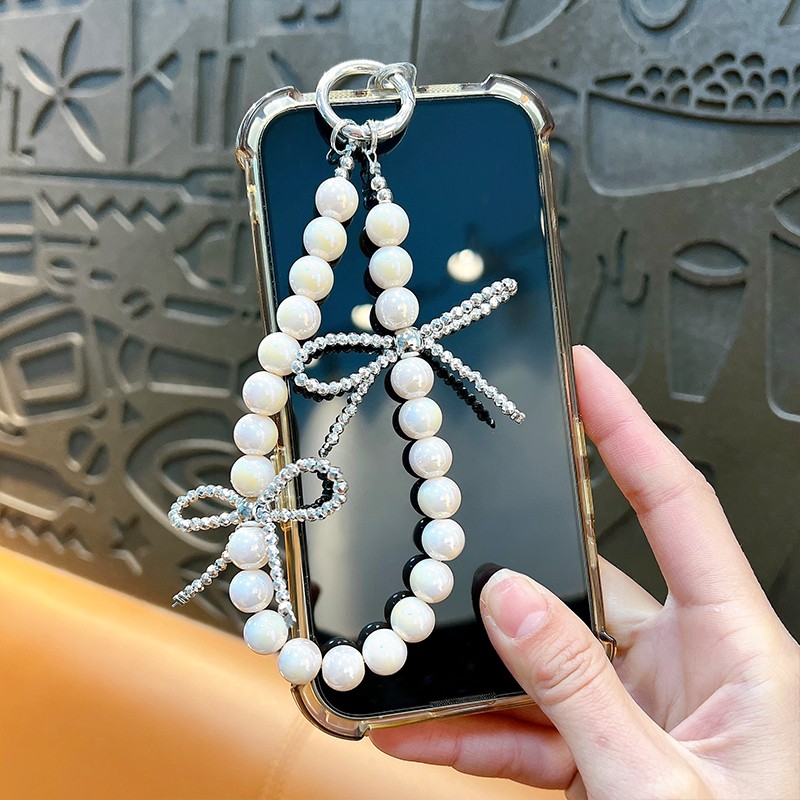 Fashion Bow beaded mobile phone chain keychain