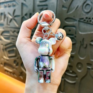 New acrylic mirror violent bear keychain fashionable men and women car keychain pendant bag small pendant