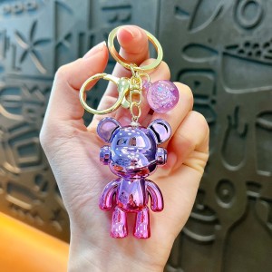 Acrylic gradient music bear keychain pendant men and women car keychain cute internet celebrity couple bag pendant