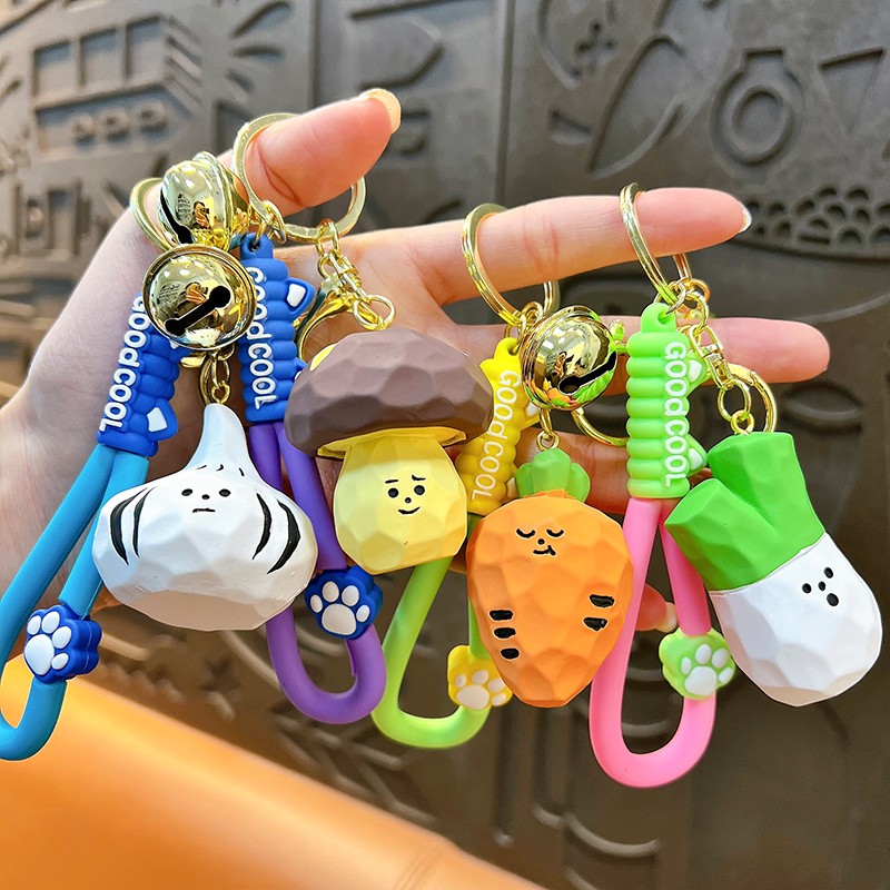 Vegetable and fruit series keychain garlic mushroom carrot green onion keychain bag pendant