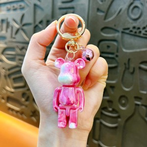 New acrylic mirror violent bear keychain fashionable men and women car keychain pendant bag small pendant