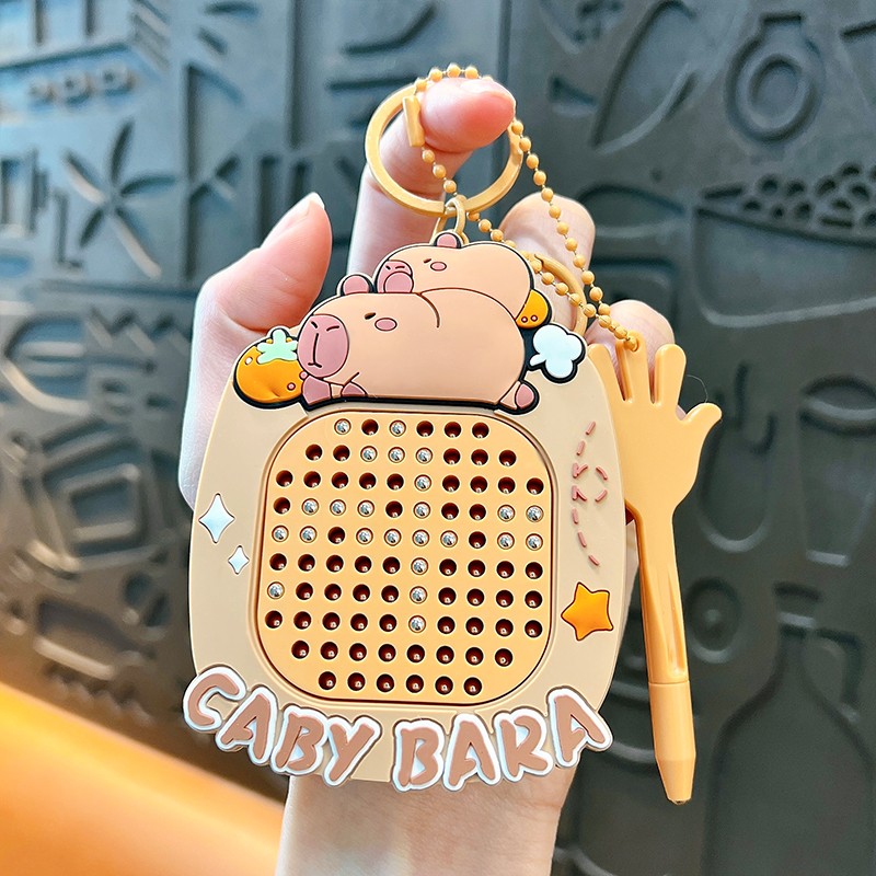 Creative Capybara decompression magnetic steel ball drawing board keychain cute school bag pendant car key chain gift wholesale