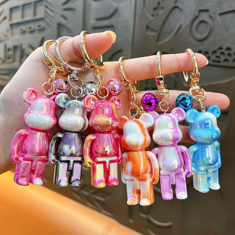 New acrylic mirror violent bear keychain fashionable men and women car keychain pendant bag small pendant