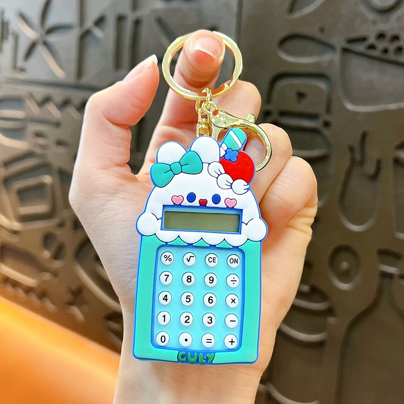 Creative Mini Cartoon Rabbit Calculator Keychain Cute Student Portable Calculator Small Gift Wholesale