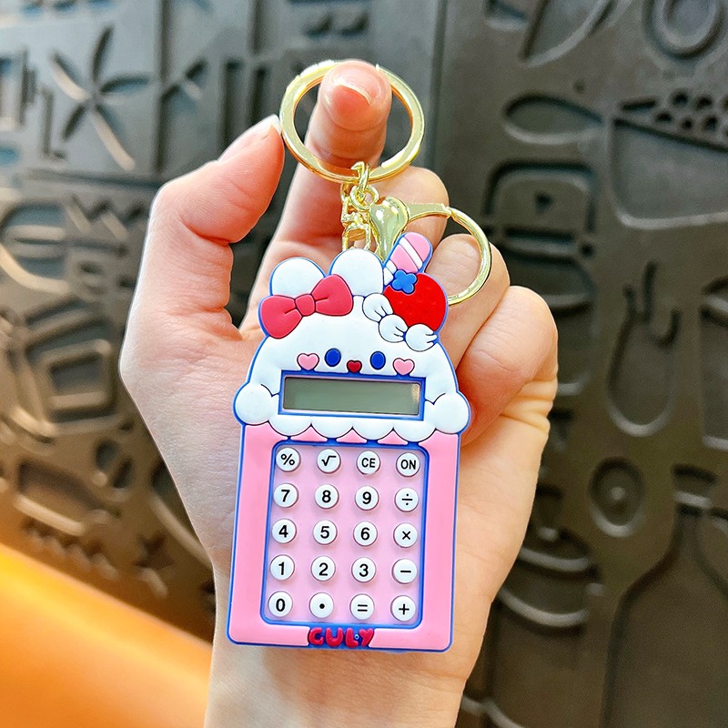 Creative Mini Cartoon Bear  & Rabbit Calculator Keychain Cute Student Portable Calculator Small Gift Wholesale