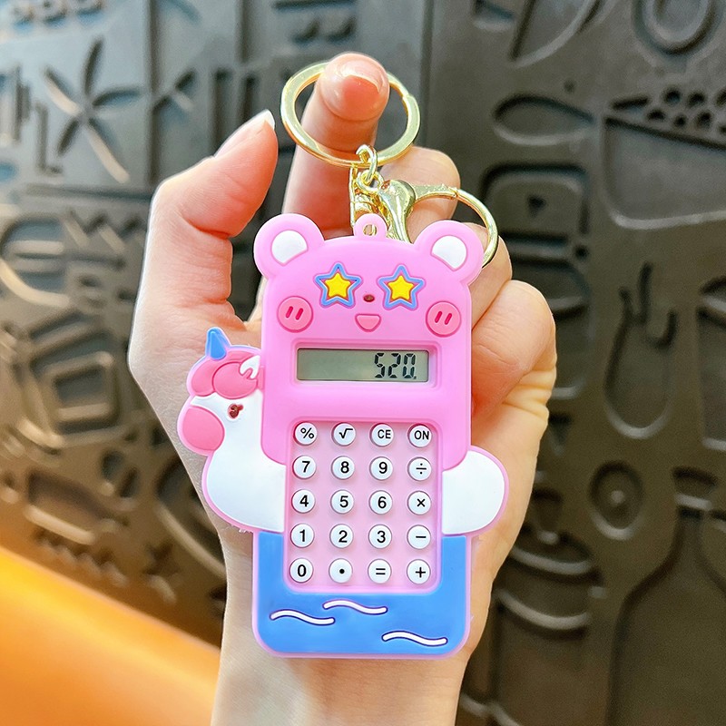 Creative Mini Cartoon Rabbit Calculator Keychain Cute Student Portable Calculator Small Gift Wholesale