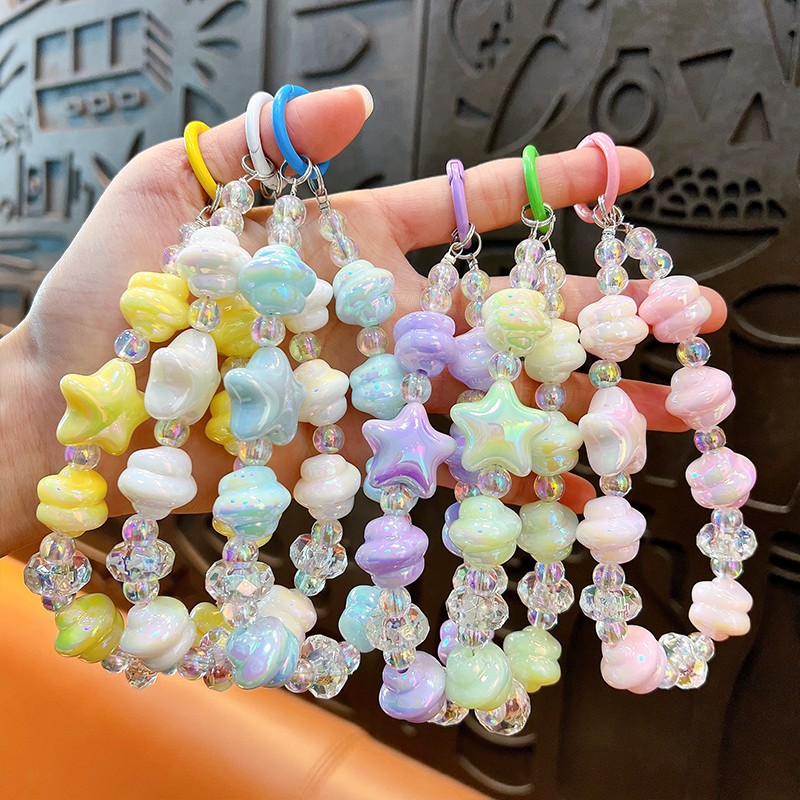 Luminous five-star Beads Mobile  phone chain Key or Car pendant wholesale OEM service