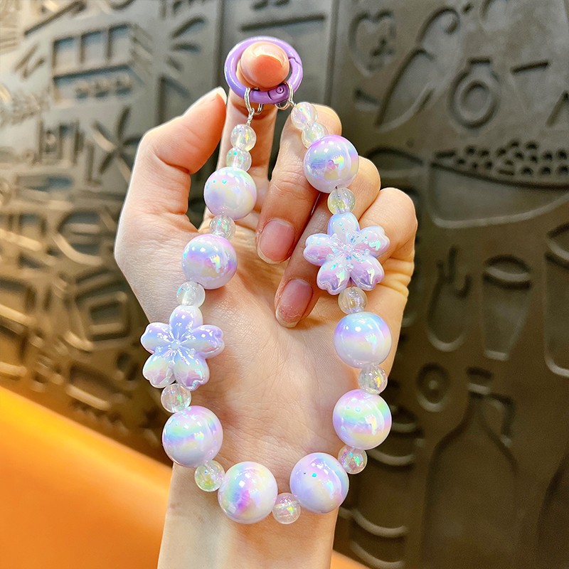 Luminous cherry blossom beads Mobile  phone chain Key or Car pendant wholesale OEM service