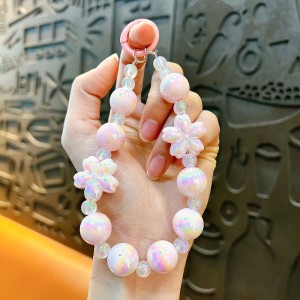 Luminous cherry blossom beads Mobile  phone chain Key or Car pendant wholesale OEM service