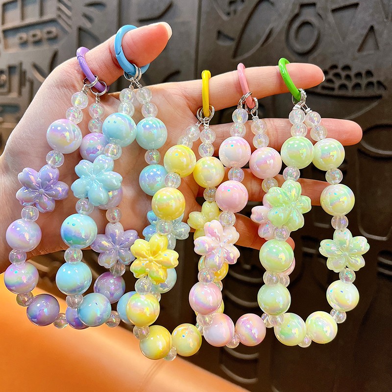 Luminous cherry blossom beads Mobile  phone chain Key or Car pendant wholesale OEM service