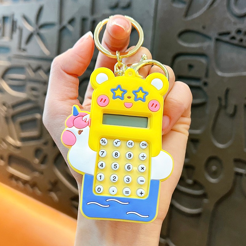 Creative Mini Cartoon Rabbit Calculator Keychain Cute Student Portable Calculator Small Gift Wholesale