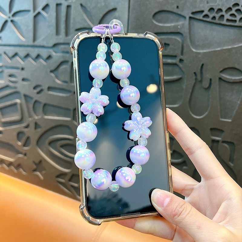 Luminous cherry blossom beads Mobile  phone chain Key or Car pendant wholesale OEM service