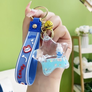 Internet celebrity oil floating little white rabbit keychain creative personality backpack car pendant couple gift wholesale