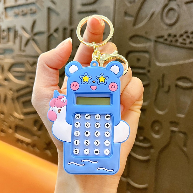 Creative Mini Cartoon Rabbit Calculator Keychain Cute Student Portable Calculator Small Gift Wholesale