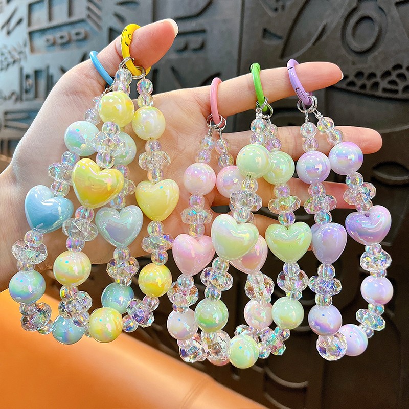 Luminous Love Beads Mobile  phone chain Key or Car pendant wholesale OEM service