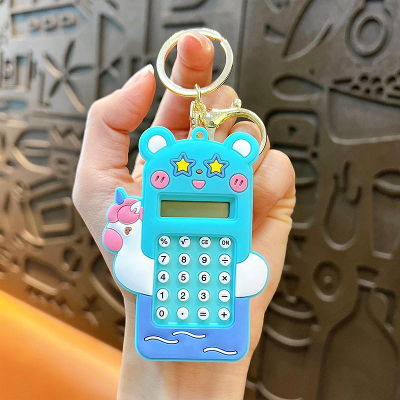 Creative Mini Cartoon Rabbit Calculator Keychain Cute Student Portable Calculator Small Gift Wholesale