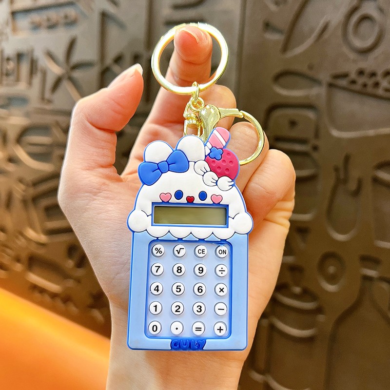 Creative Mini Cartoon Bear  & Rabbit Calculator Keychain Cute Student Portable Calculator Small Gift Wholesale