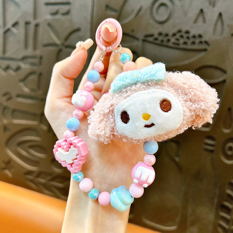 Cute plush small animals mobile phone chain beaded bracelet earphone bag keychain accessories bag pendant gift wholesale