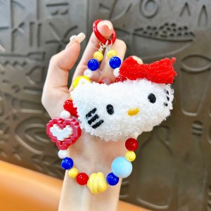 Cute plush small animals mobile phone chain beaded bracelet earphone bag keychain accessories bag pendant gift wholesale