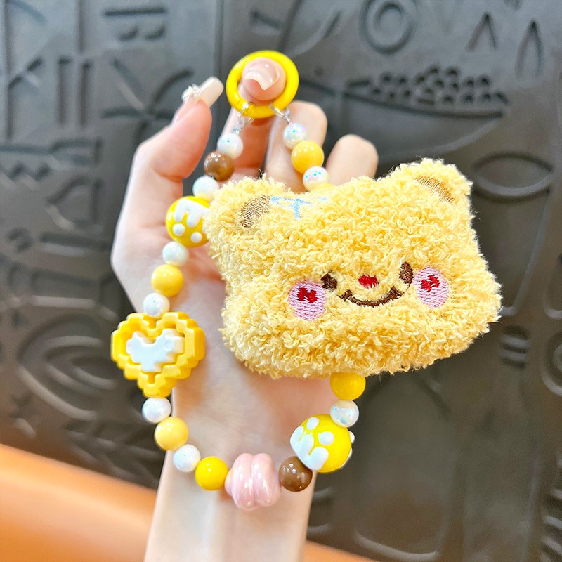 Cute plush small animals mobile phone chain beaded bracelet earphone bag keychain accessories bag pendant gift wholesale