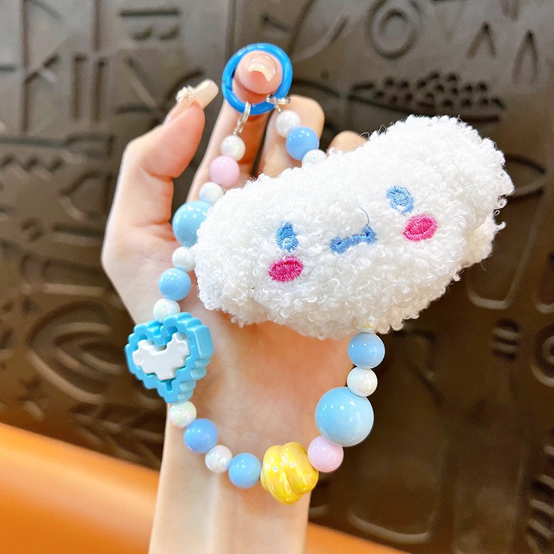 Cute plush small animals mobile phone chain beaded bracelet earphone bag keychain accessories bag pendant gift wholesale