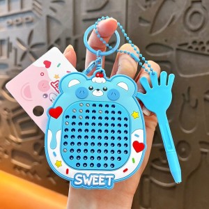 Creative New Cute Cartoon Practical Bag Pendant Cat Bear Decompression Magnetic Steel Ball Drawing Board Keychain