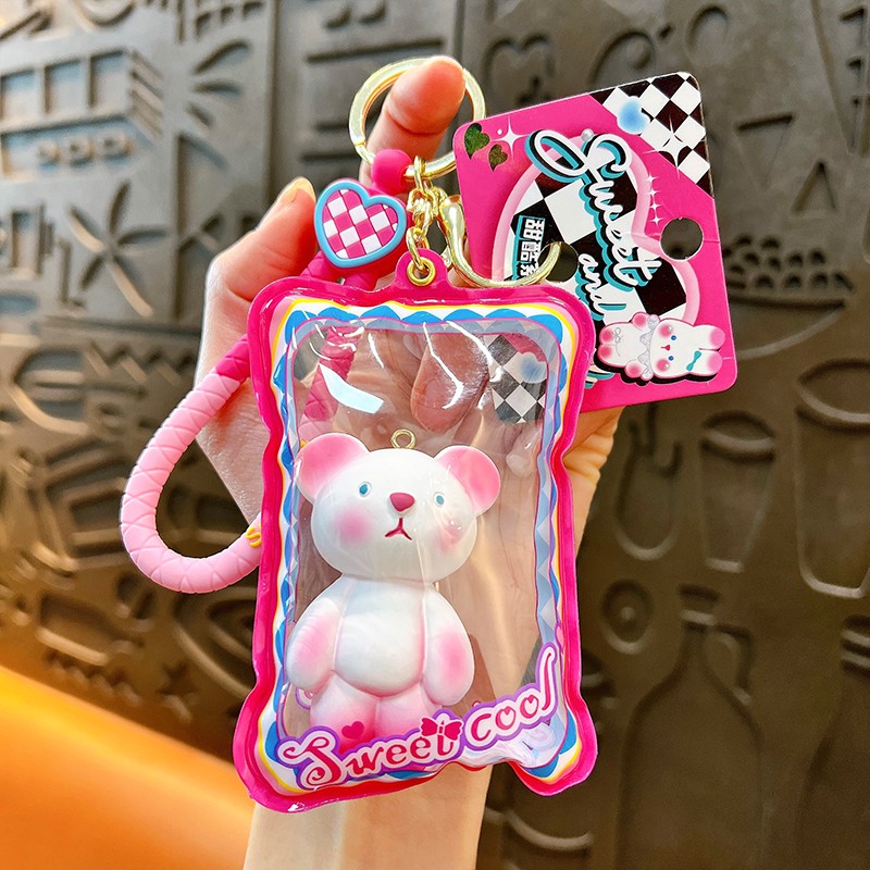 Pink cute sweetheart punk inflatable bag fashion transparent personality keychain rabbit bear healing backpack pendant gift