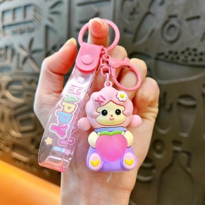 New 3D Sweet Girl Hug Peach with LED light Cute Car Key Chain School bag Hanging