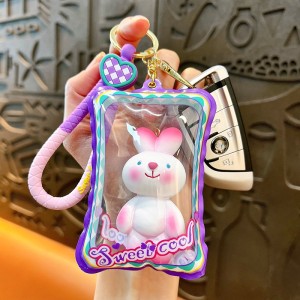 Pink cute sweetheart punk inflatable bag fashion transparent personality keychain rabbit bear healing backpack pendant gift