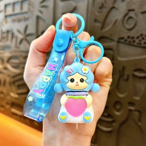 New 3D Sweet Girl Hug Peach with LED light Cute Car Key Chain School bag Hanging