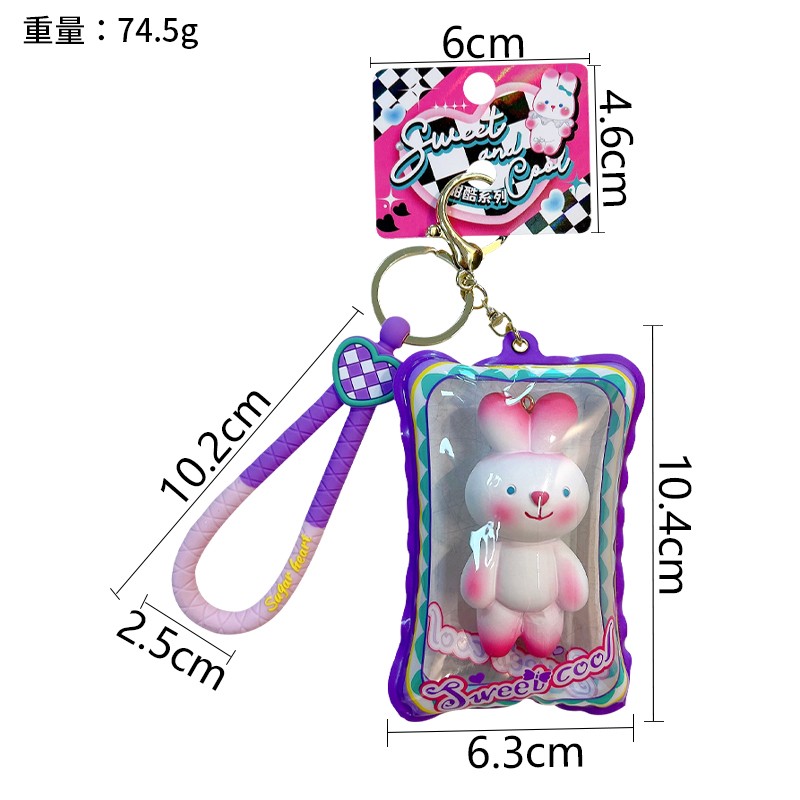 Pink cute sweetheart punk inflatable bag fashion transparent personality keychain rabbit bear healing backpack pendant gift