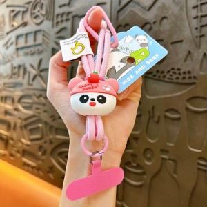 Creative carrot panda mobile phone lanyard keychain cute bag pendant car key chain claw machine gift wholesale