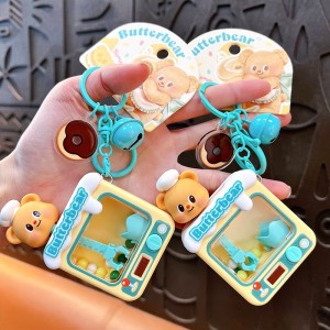 Genuine cute butter bear claw machine keychain school bag cartoon pendant couple gift accessories girlfriend pendant