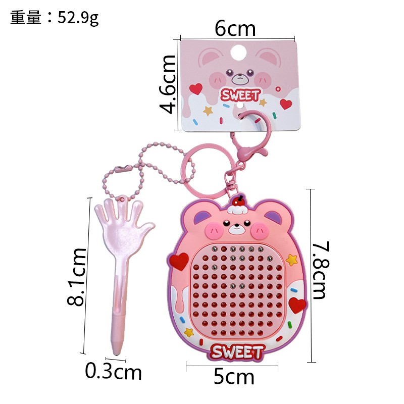 Creative New Cute Cartoon Practical Bag Pendant Cat Bear Decompression Magnetic Steel Ball Drawing Board Keychain