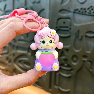 New 3D Sweet Girl Hug Peach with LED light Cute Car Key Chain School bag Hanging