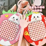 Strawberry Rabbit Magnetic Steel Bead Drawing Board Keychains, cute multi-function stress relief bag pendant