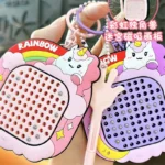 Creative Magnetic Steel Bead Drawing Board Keychains, unicorn rainbow stress relief schoolbag pendant