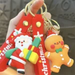 Christmas Small Gift Keychain, cute 3D Santa Claus festive bag charm with Christmas wrist strap
