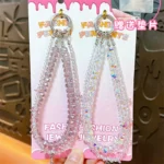 Mermaid Tail Crystal Double Chain Beaded Keychain, sparkling crystal wrist strap with rhinestone mermaid tail bag charm