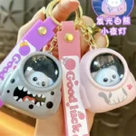 Bear Schoolbag Night Light Keychain, cute luminous atmosphere glow Ins style bag pendant