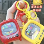 Retro-Style Mini TV Keychain With Light And Sound, nostalgic color test pattern bag pendant