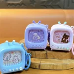 Creative Cartoon Mini Flashing TV Keychain, cute retro luminous TV bag pendant for kids schoolbag