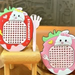 Strawberry Rabbit Magnetic Steel Bead Drawing Board Keychains, cute multi-function stress relief bag pendant