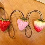 Seedless Big Strawberry Pendant With Leather Cord, realistic simulation strawberry decorative bag charm