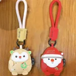 Christmas Mini Coin Purse Keychain, cute Santa Claus leather texture mini storage bag pendant