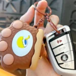 Cartoon Paw-Shaped Creative-Style Keychain, cute squeeze fidget bag pendant with coconut drink pattern
