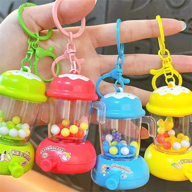 Mini Strawberry Juicer Shaking Bead Keychain, cute simulation juicer shaking bead portable bag charm